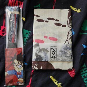Detective Conan Folding Sensu Fan Skateboard Furusatokan and Kakamanu Cloth